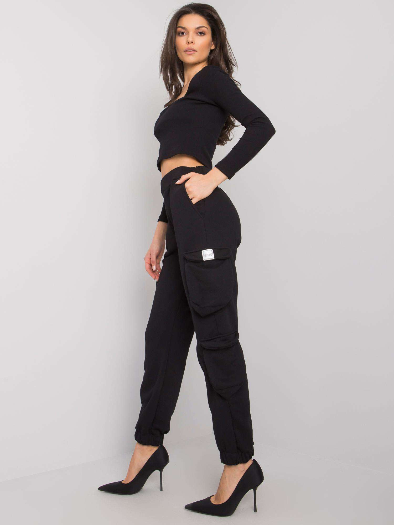 Black women's sweatpants with pockets Mila RUE PARIS 
