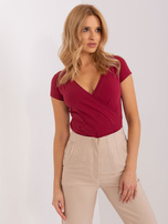 Hurt Bordowy bawełniany t-shirt basic RUE PARIS 