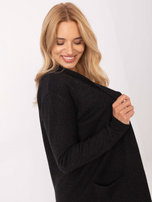 Czarny damski kardigan z kieszeniami