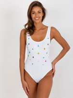 Hurtownia Białe dopasowane body z aplikacją