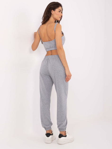 Szary melanżowy komplet ze spodniami joggerami Mado