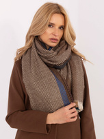 Hurtownia Brązow długi szal damski z frędzlami