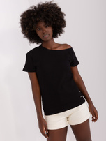 Hurt Czarna  bluzka basic z asymetrycznym dekoltem