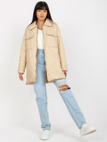 Hurt Jasnobeżowa puchowa kurtka przejściowa z pikowaniem
