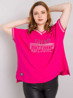 Fuksjowa bluzka plus size z aplikacją Billi
