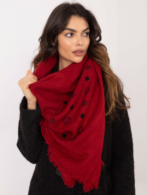 Hurt Ciemnoczerwony damski szal z nadrukiem