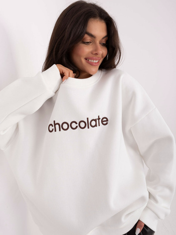 Ecru bluza oversize z haftem RUE PARIS