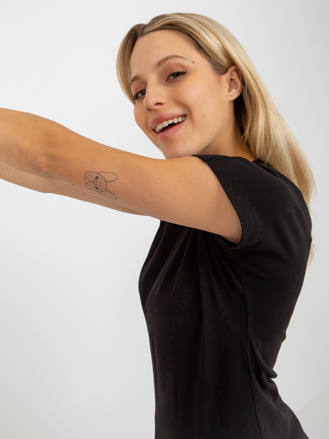 Hurt Czarny bawełniany damski t-shirt basic