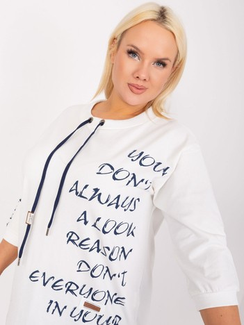 Hurt Ecru bawełniana bluzka plus size z napisami