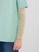 Pistacjowa casualowa bluzka z długim rękawem