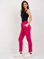 Hurt Fuksjowe damskie spodnie dresowe cargo high waist