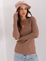 Hurtownia Beżowy damski beret z kaszmirem