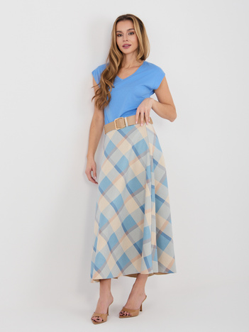 Niebieska zamszowa spódnica z paskiem 