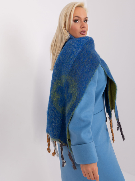 Hurt Ciemnoniebieski szeroki szal zimowy