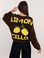 Hurt brown zip-up sweater with a text on the back.