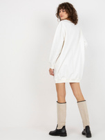 Hurt Ecru-różowa długa bluza oversize z napisem 