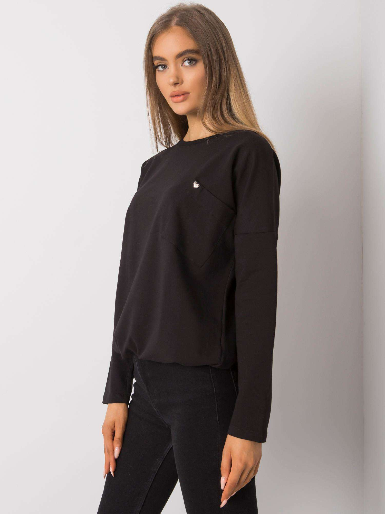 Black Basic Blouse with Norine Pocket 