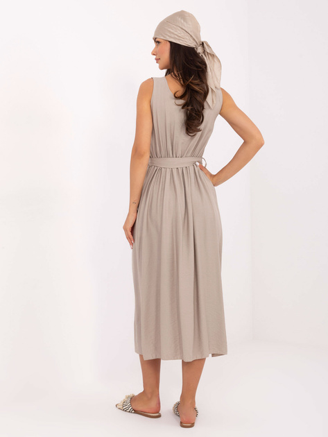 Ciemnobeżowa midi sukienka bez rękawów
