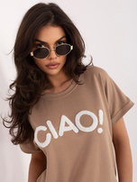 Ciemnobeżowa bluzka z miękkiego materiału RUE PARIS 