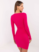 Fuksjowa sukienka bodycon w prążek RUE PARIS