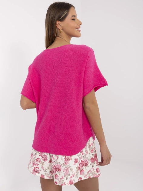 Hurt Fluo różowy dwustronny sweter z krótkim rękawem