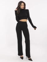 Czarny komplet z rozszerzanymi spodniami RUE PARIS