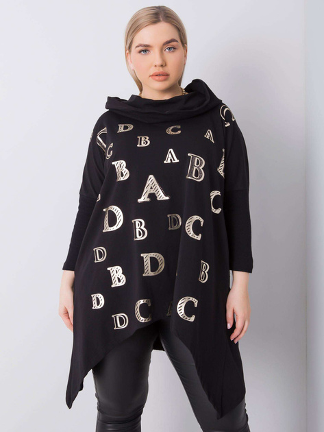 Czarna bluza plus size z kapturem Aina