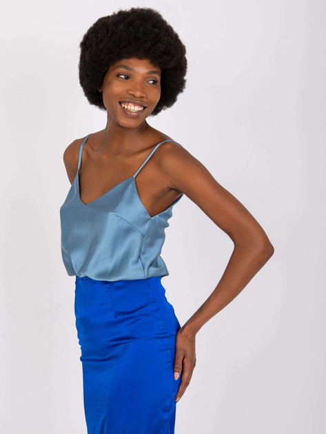 Niebieski top na regulowanych ramiączkach Adelina OCH BELLA