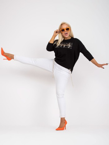 Czarna bawełniana bluzka plus size z napisem