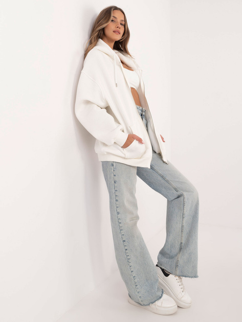 Hurtownia Ecru dresowa bluza basic z suwakiem