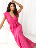 Ciemnoróżowa letnia sukienka z kopertowym dekoltem RUE PARIS