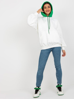 Hurt Ecru-zielona dresowa bluza basic o kroju oversize