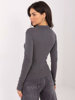 Grafitowa bluzka basic z długim rękawem 