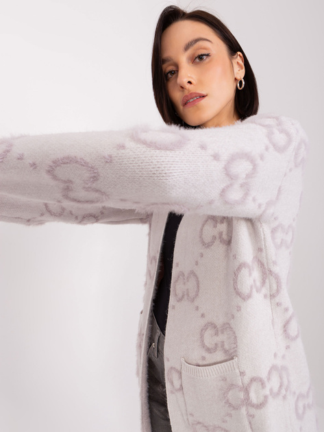 Hurt Jasnofioletowy wzorzysty kardigan z kieszeniami