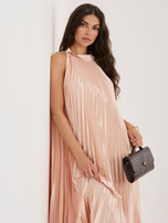 Brzoskwiniowa elegancka sukienka bez rękawów RUE PARIS