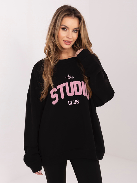 Czarna bluza oversize z wypukłym napisem