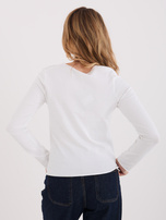 Ecru damski longsleeve basic z bawełny 
