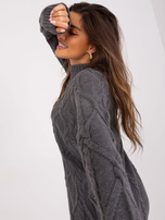 Hurt Ciemnoszara dzianinowa sukienka w warkocze