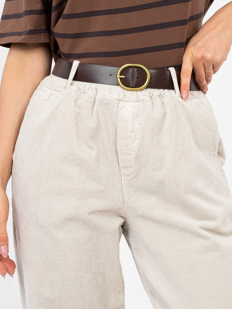 Beżowe damskie spodnie marchewki ze sztruksu