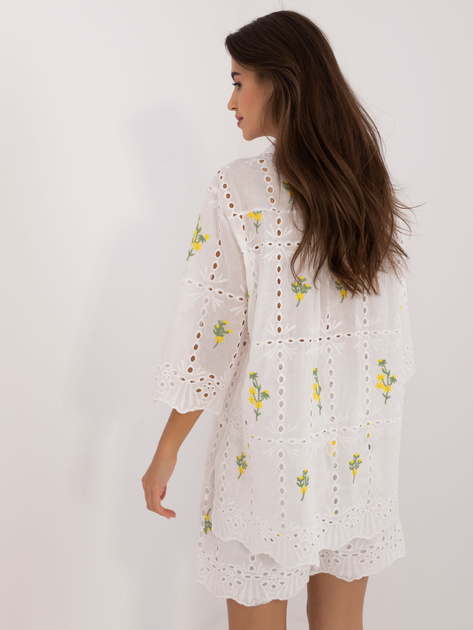 Hurtownia Biało-żółty damski komplet ażurowy na lato