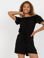 Hurtownia Czarny krótki kombinezon hiszpanka z kieszeniami SUBLEVEL 