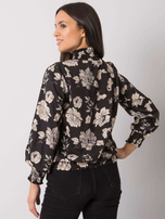 Black and beige blouse with flowers by Damika