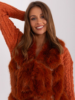 Hurt Ciemnopomarańczowa futrzana kamizelka z podszewką