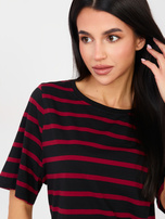 Czarno-czerwony bawełniany t-shirt basic RUE PARIS 