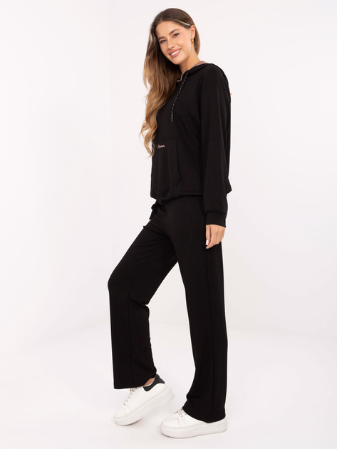 Czarno-beżowy dresowy komplet z prostymi spodniami
