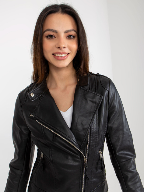 Hurt Czarna kurtka ramoneska z zamkami przy rękawach