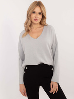 Hurt Jasnoszary sweter oversize w jednolitym kolorze