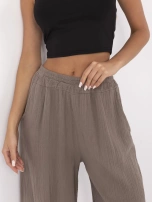 Brązowe muślinowe spodnie z bawełny 