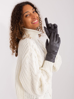 Hurt Ciemnoszare eleganckie rękawiczki z guzikiem