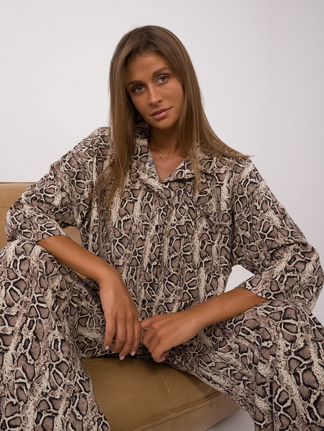 Hurt Beżowo-czarny dwuczęściowy komplet w zwierzęcy wzór